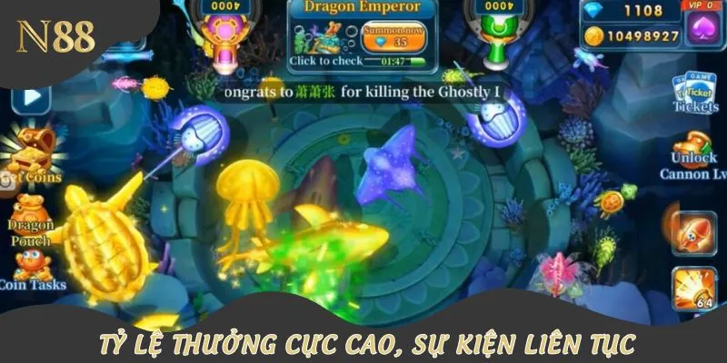 Tỷ lệ thưởng hậu hĩnh sau mỗi lượt tiêu diệt con mồi thành công