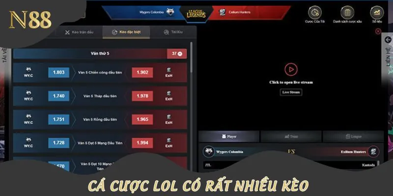 Top kèo cá cược LOL phổ biến